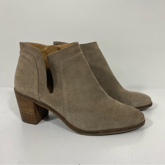 Lucky Brand Ponic Ankle Booties Suede Leather Tan Sz 10 Casual Comfy Neutral - Picture 2 of 10